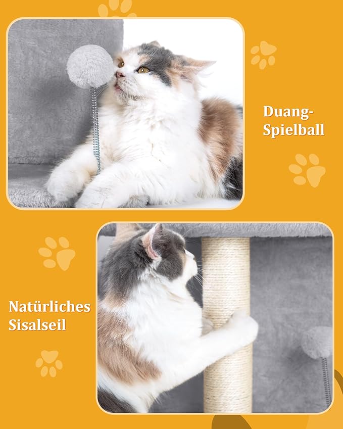 Cat Tree Tower for Large Cat, Cat Bed House with Large Perch for Adult Cats, 20 * 16.5 Inch Big Platform for Indoor with Super Cozy Mat, Large Condo with Scratching Post, Light Gray