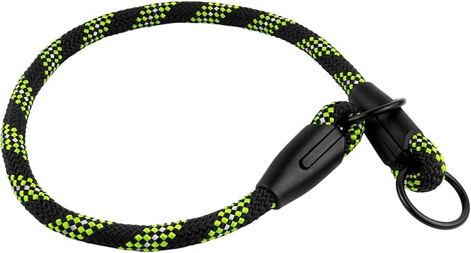 BronzeDog Rope Pro Training Dog Collar Braided No Pull Quick Release Round Lead Collars for Dogs Small Medium Large Puppy (XL - 23.6" Long, Green)