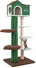 Tangkula Tall Cat Tree for Indoor Cat, 7-Tier 61” Modern Cat Tower with Sisal Scratching Posts, Top Condo, Soft Mohair Plush Fabric, Cute Cat Tree for Large Cats 20 lbs Heavy Duty