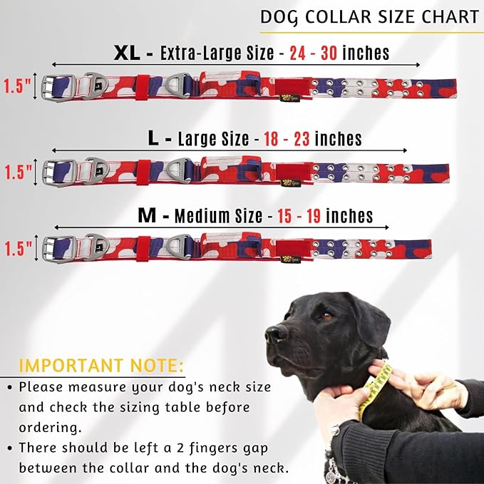 ADITYNA Heavy Duty Dog Collar for Extra-Large Dogs - Camo Red Blue Collar with Handle for Training, and Walking - Wide, Tactical, Soft Neoprene Padded