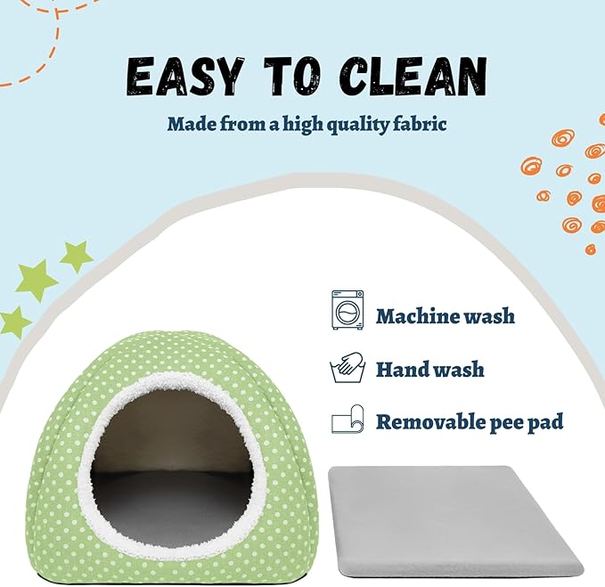 Rabbit Hideout Large Bunny Bed Washable Rabbit House and Hideout Fleece Guinea Pig Hiding Hut for Indoor Bunnies Small Animal Hideaway