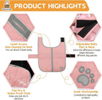 Queenmore winter dog coat - Fleece puffer down vest, waterproof reflective reversible sweater with sizes (light pink, M)