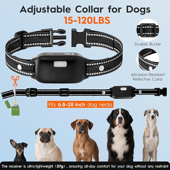 Dog Training Collar with Remote - Dog Shock Collar for Small Medium Large Dogs (15-120Lbs) - Rechargeable Shock Collar with Flash Light, 3300FT Range - 4 Training Modes - IPX7 Waterproof