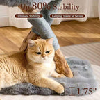 HITTITE Natural Wood Cat Tree Tower with Scratching Post, 32 Inches Tall Modern Cat Tower with Cozy Bed and Platforms, Luxury Real Branch Cat Tree for Indoor Cats Large Adult, Grey.