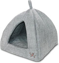 Best Pet Supplies Cat Bed for Indoor Cat, Domed Tent House with Removable Pillow, Covered Cat Cave for Small Dog, Puppies and All Breeds of Cats - Gray Linen, 16 x 16 x H:14"