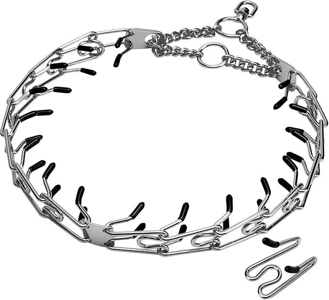 Stainless Steel Prong Pinch Collar for Dogs, Adjustable Training Collar with Quick Release Buckle for Small Medium Large Dogs (Silver, 20")