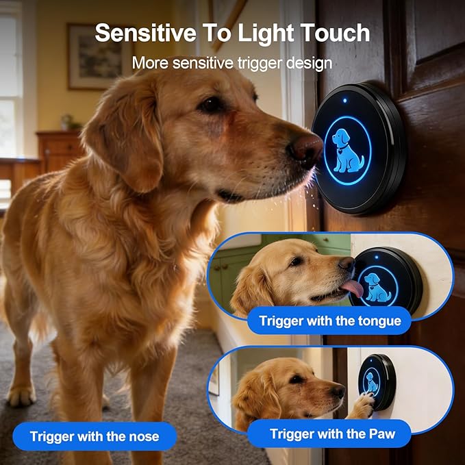 Dog Door Bell (2026 Self-Illuminating Enhanced Touch) for Potty Training, Wireless Dog Doorbells to Go Outside, 1000 Feet Long Range, IP65 Waterproof, 60 Melodies & Adjustable Volume (2 Buttons)