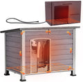 Aivituvin Heated Dog House Outdoor Dog Kennel with Insulated Liner All-Around Iron Frame Large Dog Cage for Small & Medium Dogs,33.5"