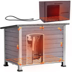 Aivituvin Heated Dog House Outdoor Dog Kennel with Insulated Liner All-Around Iron Frame Large Dog Cage for Small & Medium Dogs,33.5"