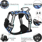 WINSEE Dog Harness No Pull, Pet Harnesses with Dog Collar, Adjustable Reflective Oxford Outdoor Vest, Front/Back Leash Clips for Small, Medium, Large, Extra Large Dogs, Easy Control Handle for Walking
