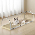 3 Function in 1 Cardboard Cat Scratcher Board, 31.5 in Cat Scratcher House, Cat Scratchers for Indoor Cats, Arched Cats Scratch Pad As Cat Bed, Cat Tunnel for Sleep, Grind Claws (White)