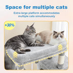 Hey-brother Cat Tree Tower, Large Sisal Scratching Posts with Big Platform, 3 Spacious Condos, Plush Hammock, Toy, 57.5 Inches Multi-Level Furniture for Indoor Adults Maine Coon, Light Gray MPJ083W