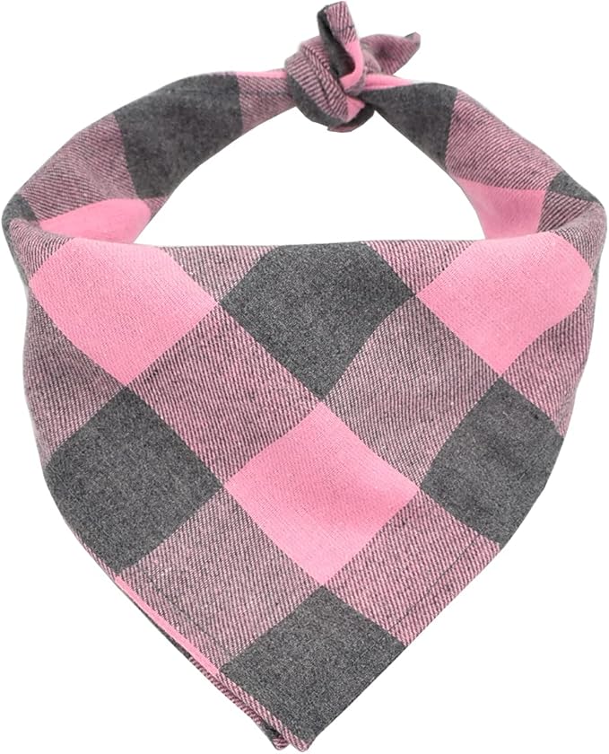 Bubblepup Plaid Dog Bandana, Cotton Dog Bandana for Small Medium Large Dogs, Dog Kerchief, 1PC Square Dog Scarf Dog Triangle Bibs