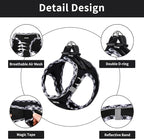AMTOR Small Dog Harness with Leash Set, No Escape Easy Walk Puppy Harnesses for Training Walking, Step-in Reflective Soft Dogs Vest for XS S Medium Extra-Small Large Sized Dog(Black/GreyWhite,Small)