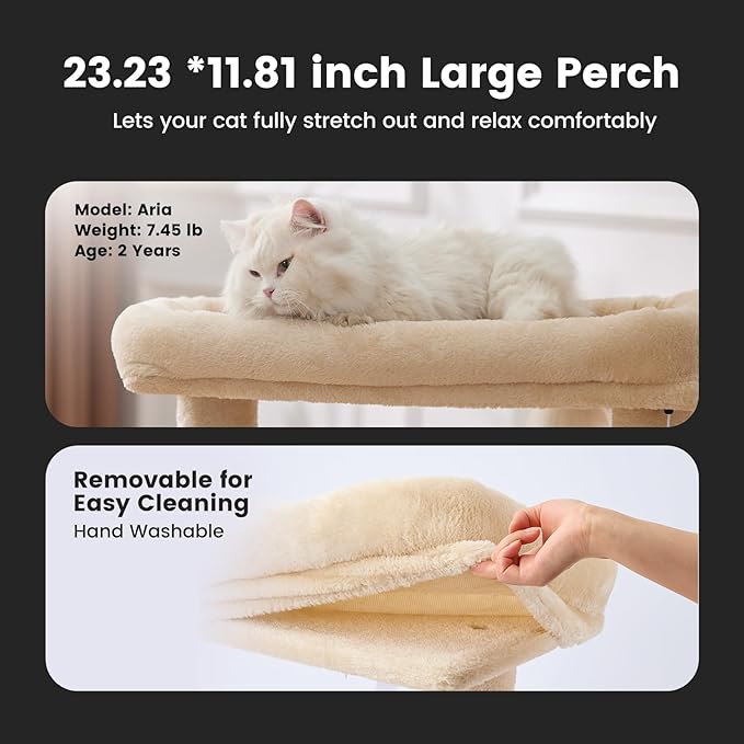 Gardner Pet 41" Cat Tree for Medium Large Cats, Heavy Duty Cat Trees Tower with 2.8in Posts & Washable Top Perches