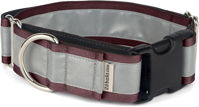 If It Barks - 1.5" Reflective Martingale Collar with Quick Snap Buckle for Dogs - Adjustable - Made in USA - Strong, Durable, and Comfy - Ideal for Training - Fits Most Breeds - Large, Burgundy