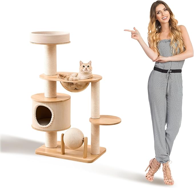 Generic Cat Tree Tower Integrated Wood Cat Nest Climbing Frame with Scratching Post Cats House Pet Toy Pet Supplies Climbing Frame