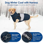 KOESON Dog Coat, Warm Dog Winter Jacket with Harness, Waterproof Pet Cold Weather Coats with Fleece Lining, Reflective & Windproof Snowsuit Sweater for Schnauzer, Yorkshire, Dachshund, Navy Blue S