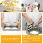 Elevated Dog Bowls for Small Dogs 3 Height Adjustable Raised Dog Bowl Stand with 25oz Stainless Steel Food Bowls Anti-Slip Small Dogs Feeder Adjusts to 7.5", 6", 2.75", Light Brownish Gray