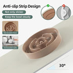Ceramic 1.2 Cup Raised Slow Feeder Dog Bowl Set, Elevated 6.1inch Bowl and 7.3inch Puzzle Slow Food Dish with Wooden Stand for Medium and Small Dog, Anti-Gulping (2 x Brown Coffee+ Stand)