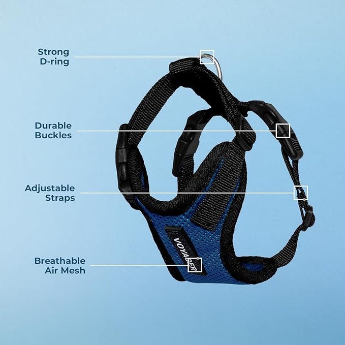 Voyager Step-in Pet Harness - All Weather Mesh, Adjustable Step in Harness for Cats and Dogs by Best Pet Supplies - Royal Blue/Black Trim, L