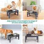 Niubya Elevated Dog Bowls, with Slow Feeder Bowl and Stainless Steel Dog Food Bowl, Raised Dog Bowls Adjusts to 5 Heights (3.15", 8.66", 9.84",11.02", 12.2") for Small Medium and Large Dogs