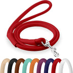 CollarDirect Rolled Leather Dog Leash 6ft, Soft Training Leather Dog Leash for Puppy and Grown Dog Small Medium Large Black Blue Red Orange Green Pink White (Red, Size S 6ft)