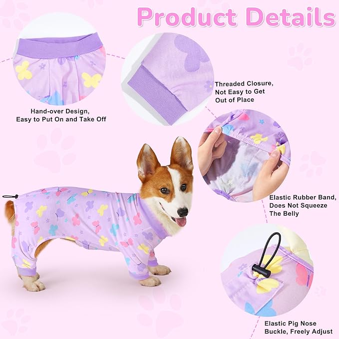 Glittme 2PACK Dog Pajamas Soft Dogs Clothes for Small Medium Dogs Elastic Cats Apparel Breathable Dog Pjs for Puppy
