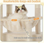 Heybly Cat Tree, Kitten Tower with Large Soft Cat Basket, Cat Condo with Spacious Cat Bed Cave with Hidden Space, Sisal-Covered Scratching Posts, Dangling Ball for Indoor Cats, Beige HCT008SM