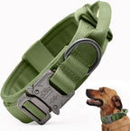 Tactical Dog Collar, Adjustable Military Training Nylon Dog Collar with Control Handle and Heavy Quick-Release Metal Buckle for Small Medium Large Dogs, Green XXL