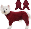 ROZKITCH Warm Dog Coats for Small Dogs with Four Legs, Soft Fleece Pajamas with Warm Fleece,Lightweight Pet Coat for Indoor Sleeping Outdoor Walking with Leash Hole Pet Red S