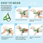 Lukovee Soft Padded Small Dog Harness (X-Small, Green) with 4ft Lightweight Leash, Adjustable Reflective Vest for Walking, Running, Hiking, Training