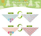 Easter Dog Bandanas Small 2PCS, 4 Pattern Colorful Scarf for Boy and Girl, Triangle Reversible Bibs Breed for Puppy Cats Pets