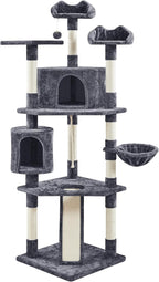 Topeakmart Cat Tree Large Cat Tower 79inch for Indoor Cats Multi-Level Cat Tree with Scratching Posts & Basket & Scratching Posts as Activity Center, Play House,Dark Gray