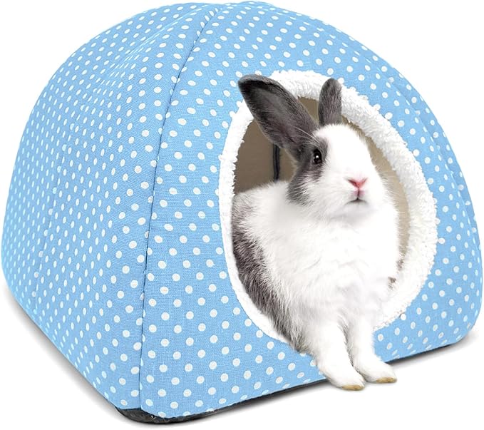 Rabbit Hideout Large Bunny Bed Washable Rabbit House and Hideout Fleece Guinea Pig Hiding Hut for Indoor Bunnies Small Animal Hideaway