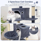 Tangkula 66 Inch Tall Cat Tree, Multi-Level Cat Tower with Sisal Scratching Posts, 2 Condos, Plush Perch, Hammock, Basket, Dangling Toys, Cat Climbing Furniture for Indoor Cats (Dark Gray)