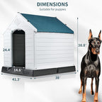 OFIKA Large Dog House Outdoor Indoor,Insulated Plastic Dog House for Small Medium Large Dogs,Durable Waterproof Dog House with Air Vents and Elevated Floor, Ventilate & Easy Clean, Assemble