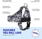 DF Co. Dog Harness | Chafe Resistant Webbing, Adjustable Neck & Chest, and Heavy Duty D-Ring | Sturdy, Comfortable, Easy to Use | Grey Camo, Size XS