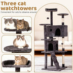 BestOffice 70 Inch Cat Tree, Multi-Level Cat Tower with Condo, Perches, Sisal Scratching Posts, Climbing Ladder,Indoor Activity Center Play House for Kittens & Adult Cats, Ashy