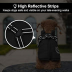 Warm Dog Winter Coat, Windproof Cold Weather Jacket, Reflective & Adjustable Black Pet Vest with Harness, Thick Polar Fleece Lining Cozy Apparel for Small Medium Dogs & Cats