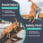 Dog Ramp, 5 Level Adjustable Height Folding Pet Ramp for High Bed, Portable Paw Ramps Large Bed Ramp for Medium & Large Old Dogs & Cats - Natural Wood Furniture Quality