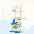 PETSITE Ocean-Themed Cat Tree for Indoor Cats, Multi-Level Cat Tower with Natural Sisal Scratching Posts, Hanging Toys and Padded Top Perch, Modern Cat Tree for Large Cats 20 lbs Heavy Duty (65")