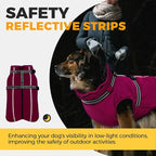 Lelepet Dog Winter Coat Waterproof Dog Jacket with Harness Built in Windproof Reflective Pet Coats for Small Medium Large Dogs, Thermal Fleece Lined Coats for Cold Weather Walking Hiking, Rose Red, L