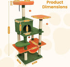PETSITE Multi-Level Cat Tree, 58 Inches Tall with Sisal Scratching Posts, Condo, Hammock, Dangling Balls, Jumping Platforms, and Cozy Top Perch, Ideal for Indoor Cats to Play and Rest (Green)
