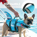 ASENKU Dog Life Jacket - Pet Safety Vest for Swimming & Boating, Shark Life Jacket with Floatation, Dog Lifesavers Swimsuits for Small Medium Large Dogs (Ocean, 2XL)