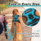 BARKBAY No Pull Pet Harness Dog Harness Adjustable Outdoor Pet Vest 3M Reflective Oxford Material Vest for BLUE Dogs Easy Control for Small Medium Large Dogs (S)