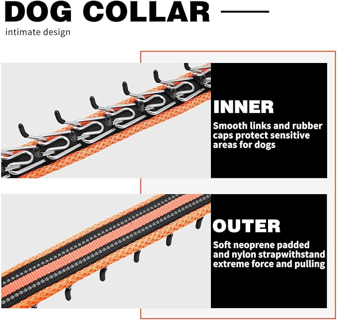 Martingale No Pull Dog Collar for Large Medium Small Dogs, Heavy Duty Nylon Adjustable Reflective Anti Pull Slip Collar with Buckle for Training Walking Hunting L Orange