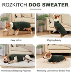 ROZKITCH Dog Winter Coat Soft Pullover Pajamas, Pet Windproof Warm Cold Weather Jacket Vest Cozy Jumpsuit Apparel Outfit Clothes for Walking Hiking Travel Sleep Green 4XL