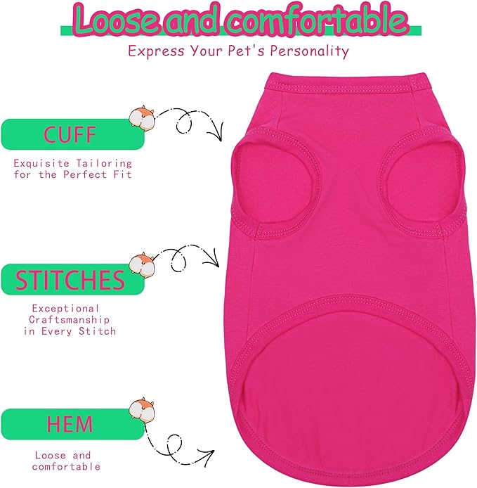 Paiaite Dog Clothes Fashionable Sleeveless Pet Vest: 'Little Miss Sassy' Printed Cotton Dog Shirt, Ideal for Small, Medium, and Large Breeds, Ensuring Comfort and Breathability Pink L