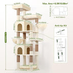 Globlazer Heavy Duty Cat Tree, 81 inch Extra Large Cat Tree for Indoor Cats Large Adult, Sturdy Cat Tower with 8 Scratching Post, 2 Cat Condos, 2 Platform, S81C, Beige